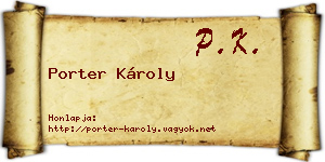 Porter Károly névjegykártya